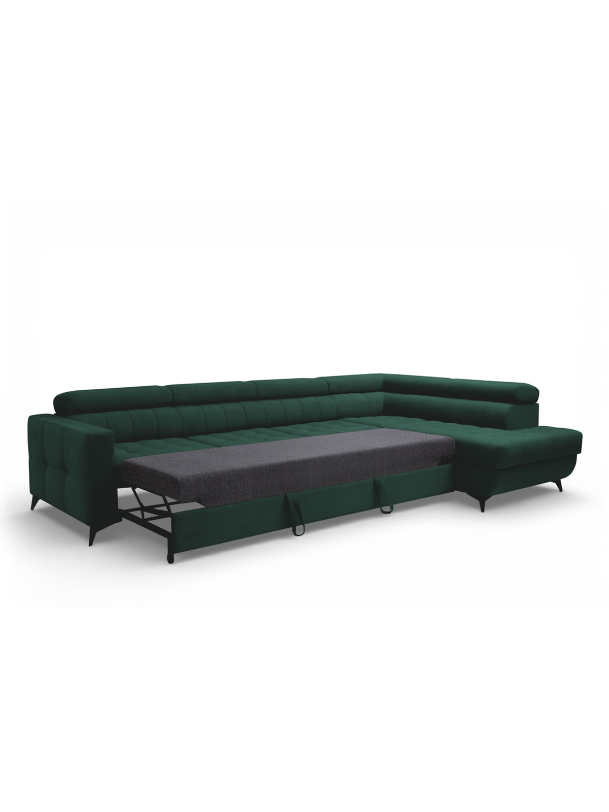 Colțar Nardo Maxi cu funcție de dormit, dreapta, velur Verde Bluvel 78