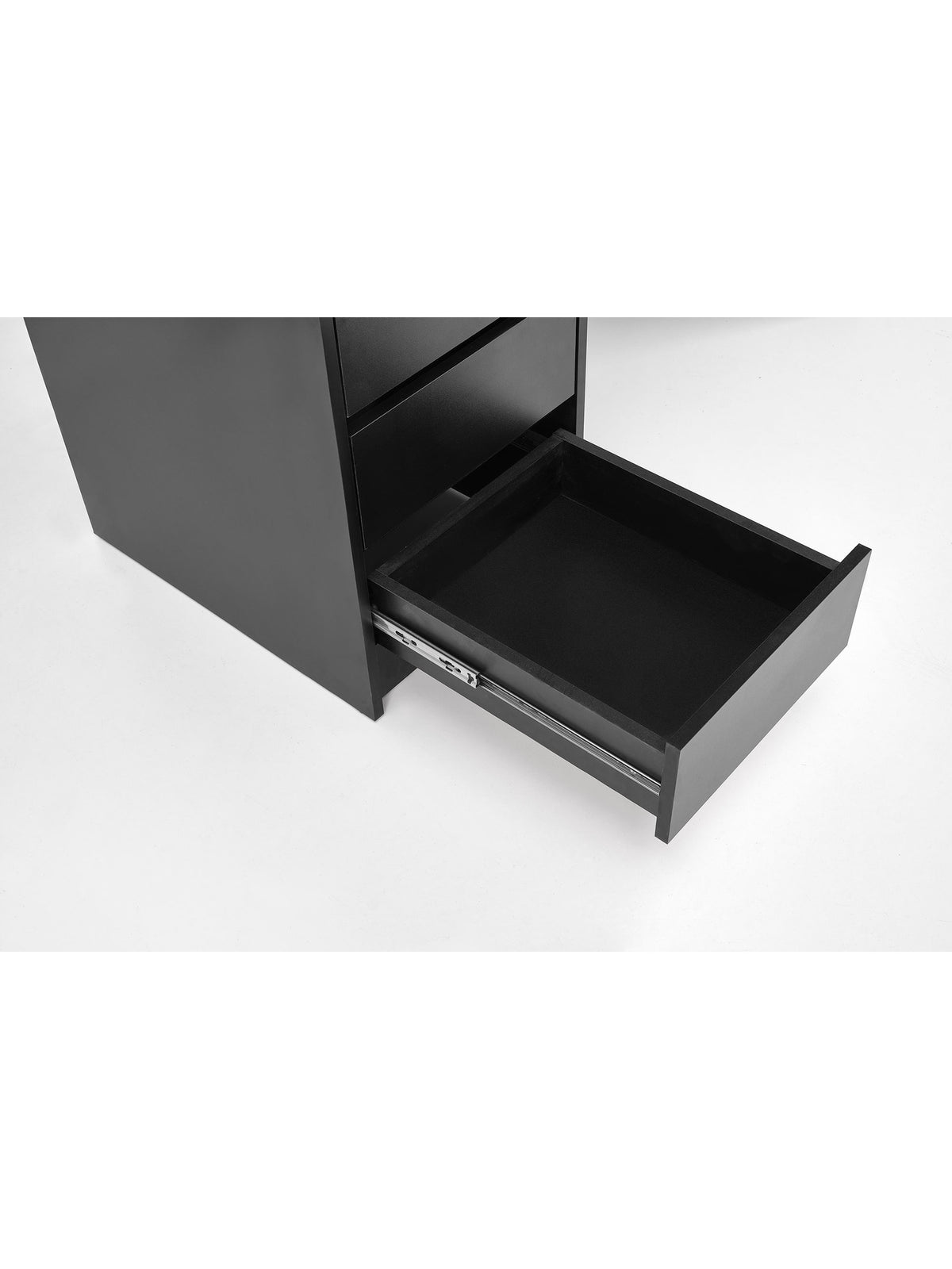 Toaletă Velinio XL 120 cm neagră cu sertar deschis lateral