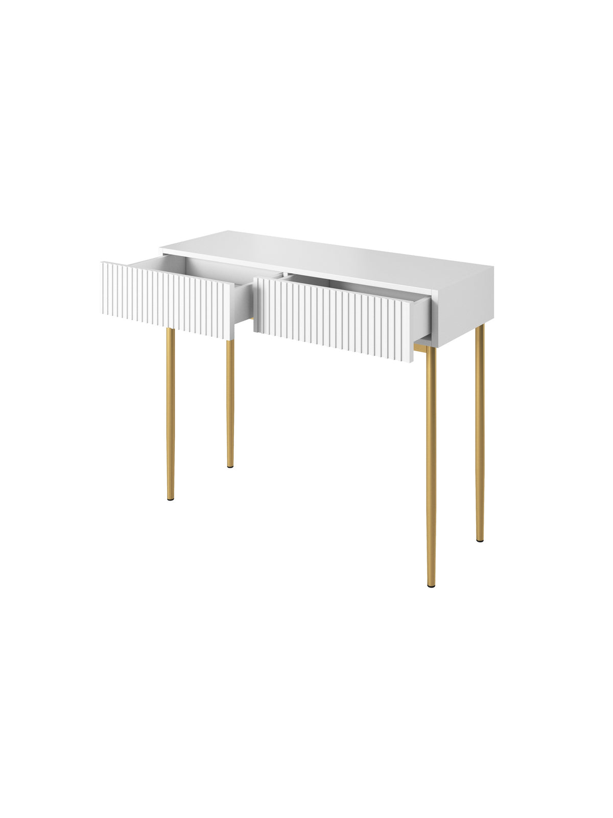 modern birou de scris Nicole cu sertare 100 cm - alb mat / picioare aurii