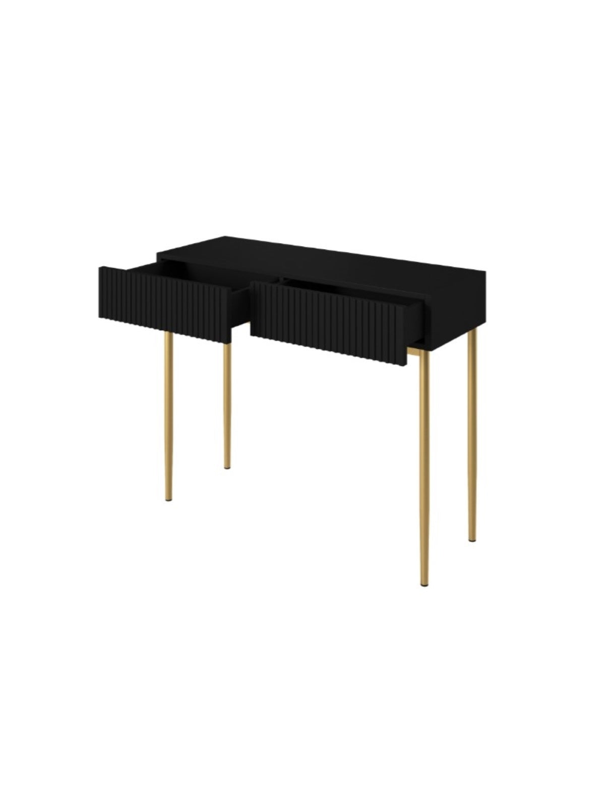 modern burko Nicole cu sertare 100 cm - negru mat / picioare aurii