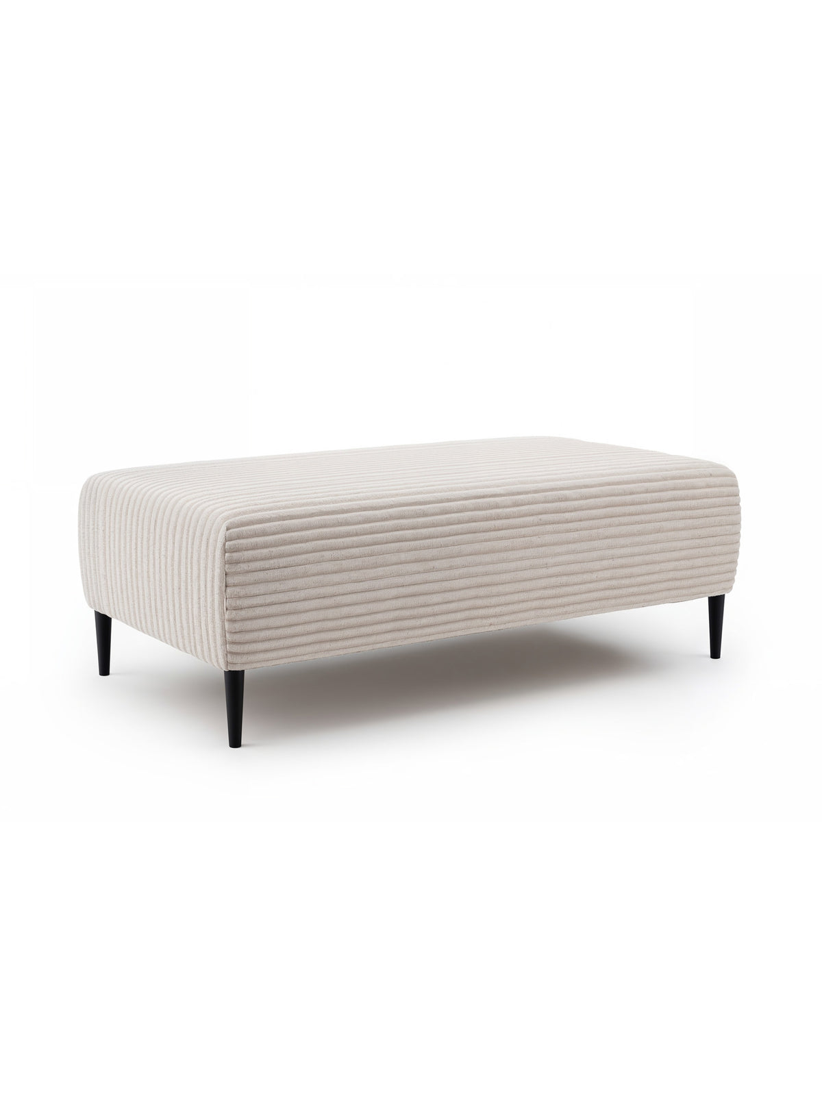 Taburet Taloria XL culoare deschisă cu picioare metalice, vedere laterală