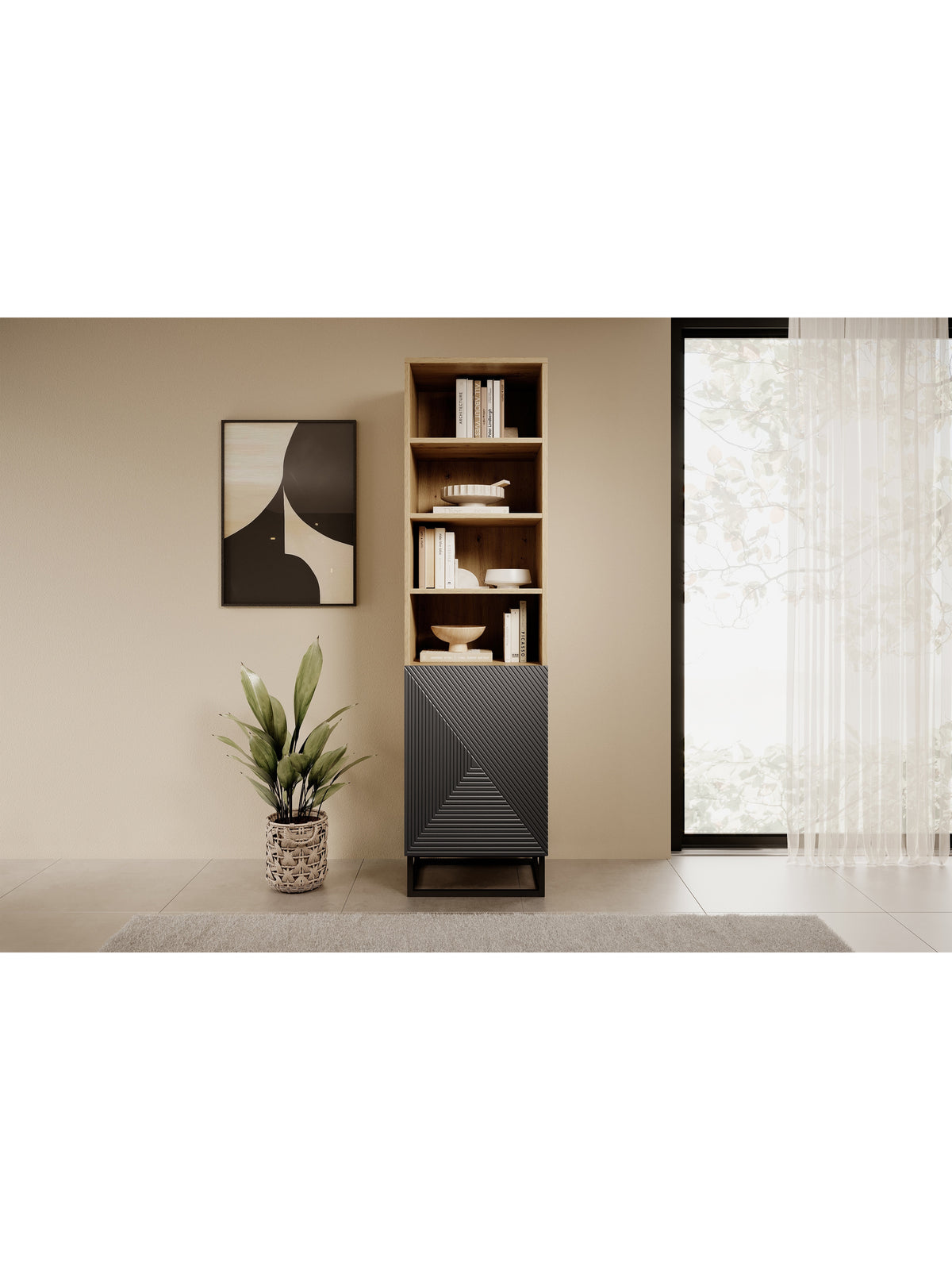 Regal Asha 50 cm pe soclu de metal - artisan / rivier stone mat