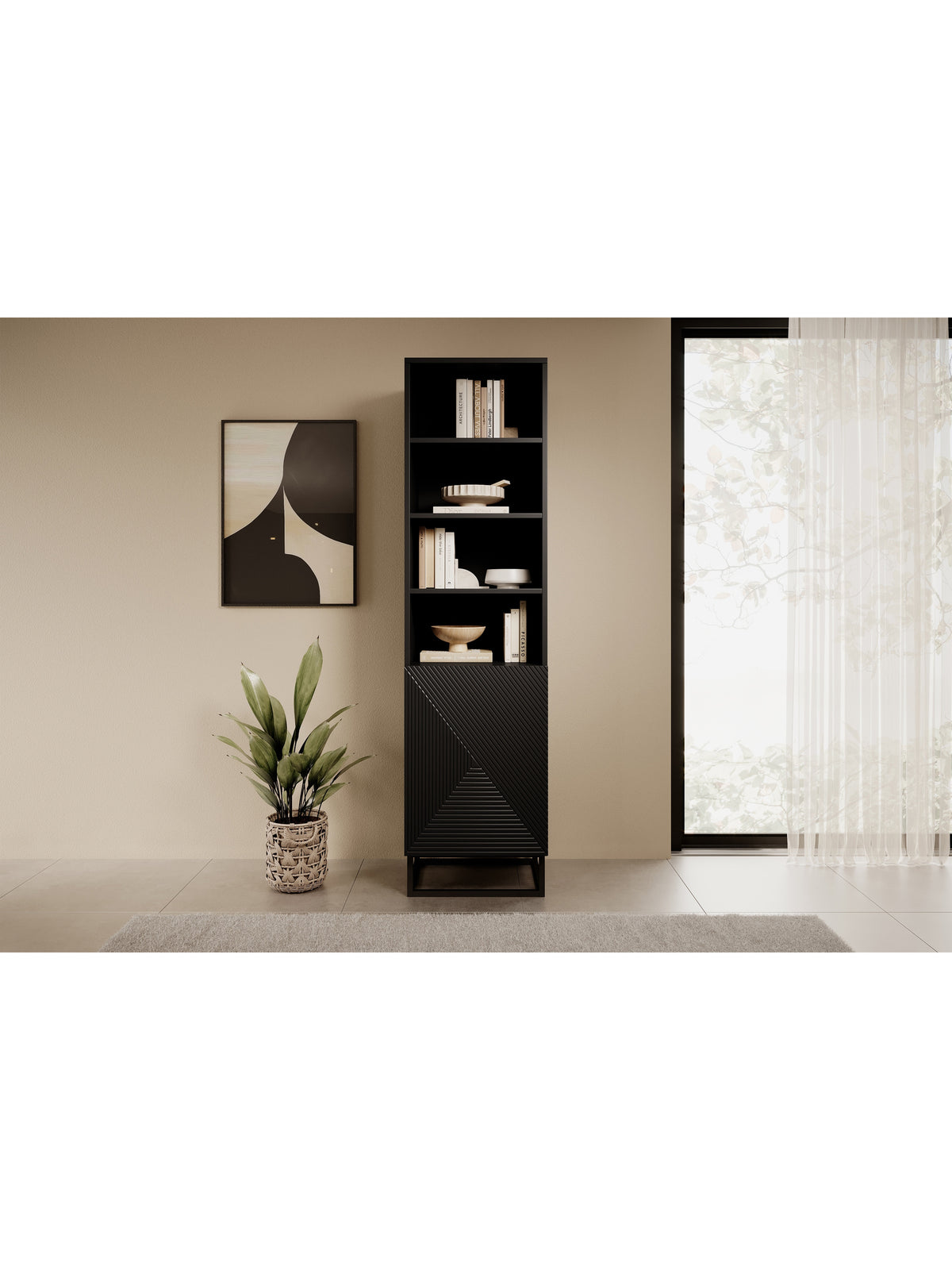 Regal Asha 50 cm pe soclu de metal - negru mat