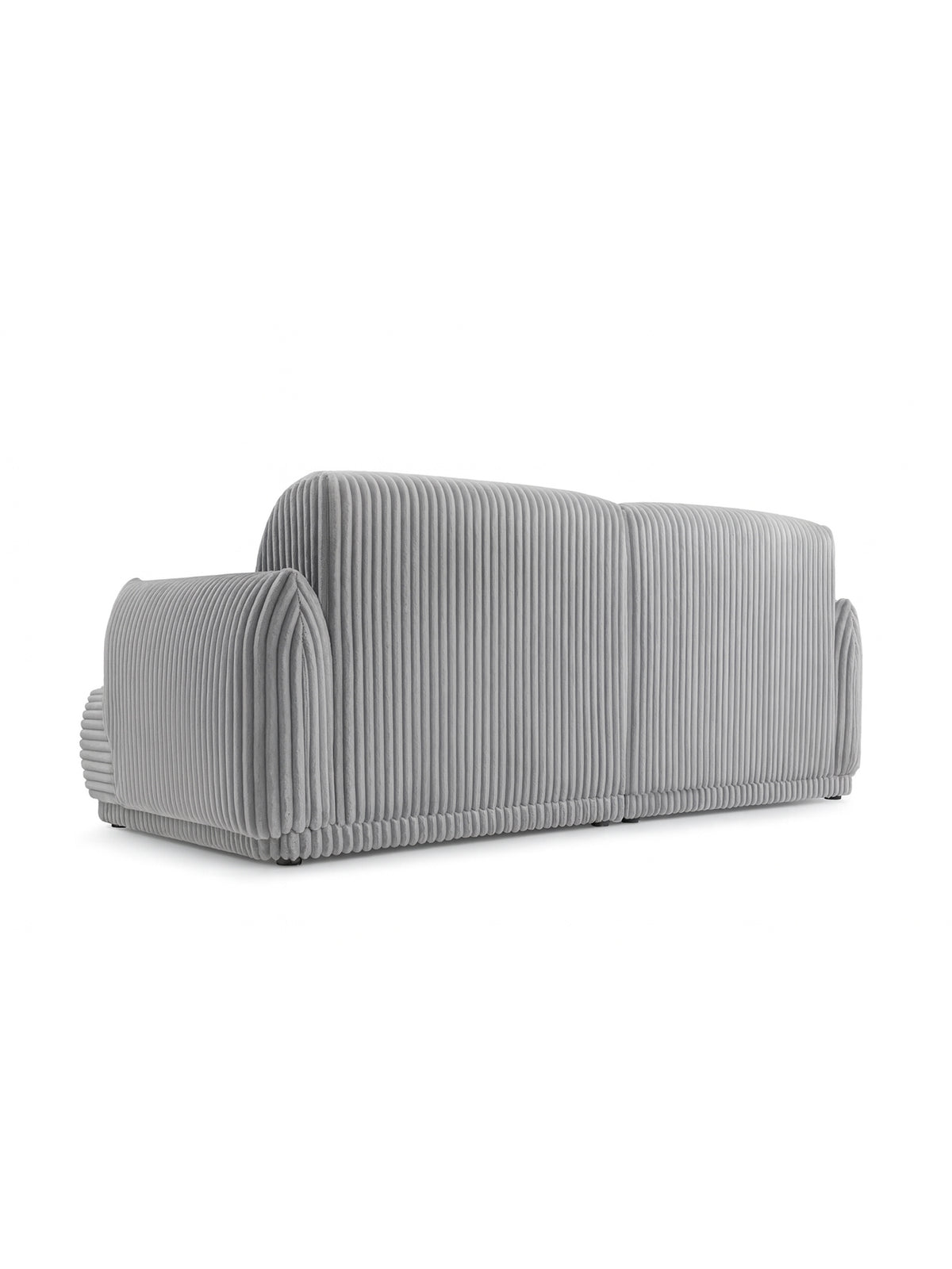 Sofa Cubero do salonu w szarym pluszu Tilia 90 od tyłu z czarnymi nóżkami