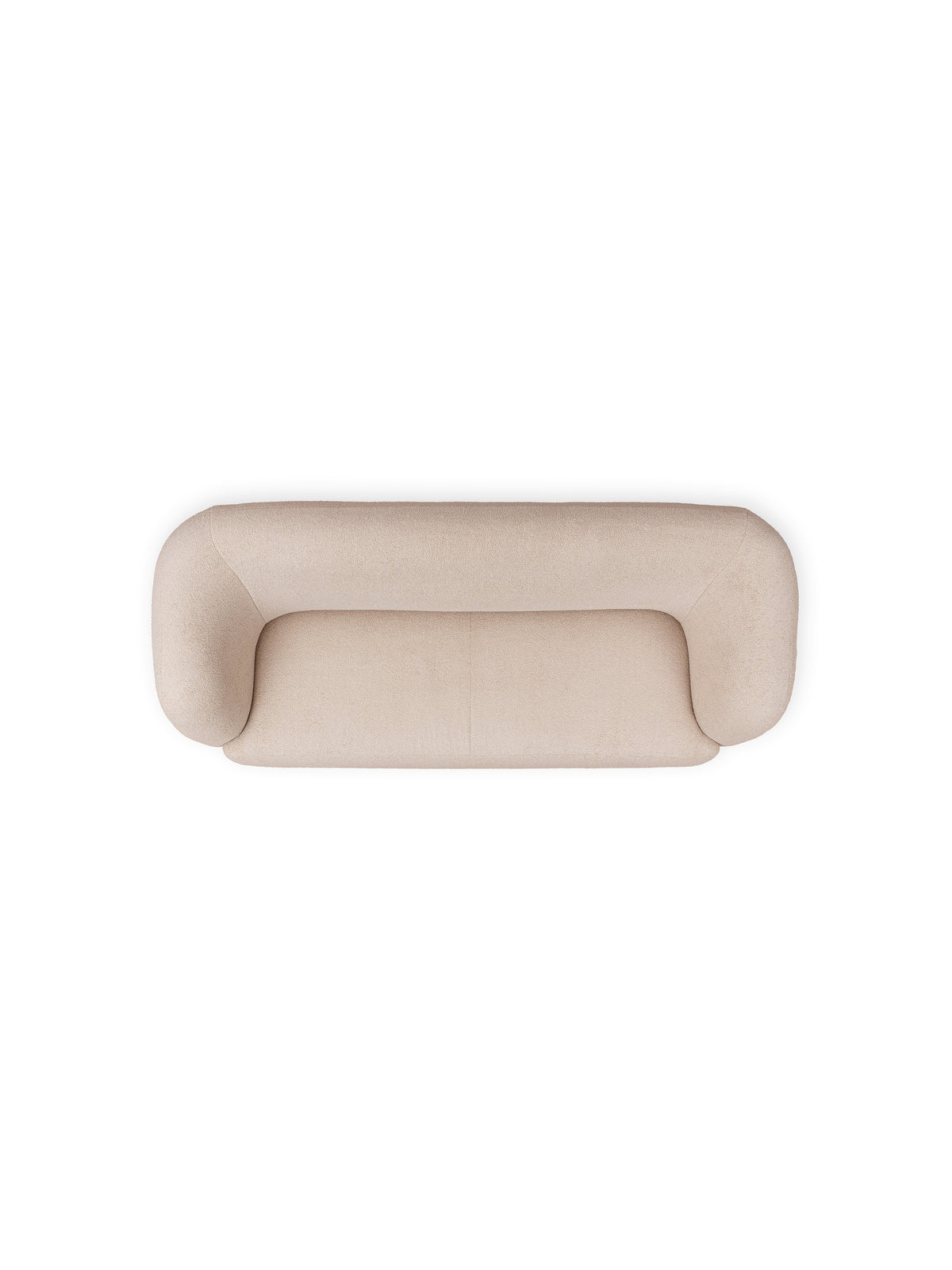 Sofa do salonu Dalin III beżowa boucla Lambi 5, widok z góry na nowoczesny model