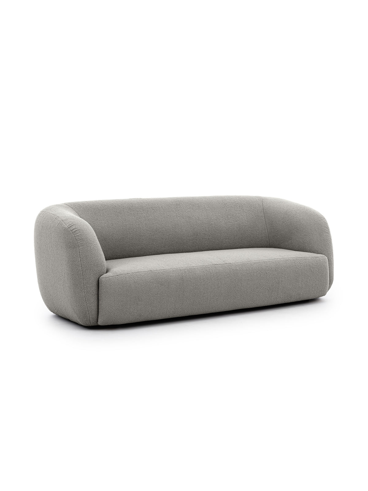 Sofa do salonu Dalin III popielata bouclé Lambi 11 nowoczesna, widok z przodu