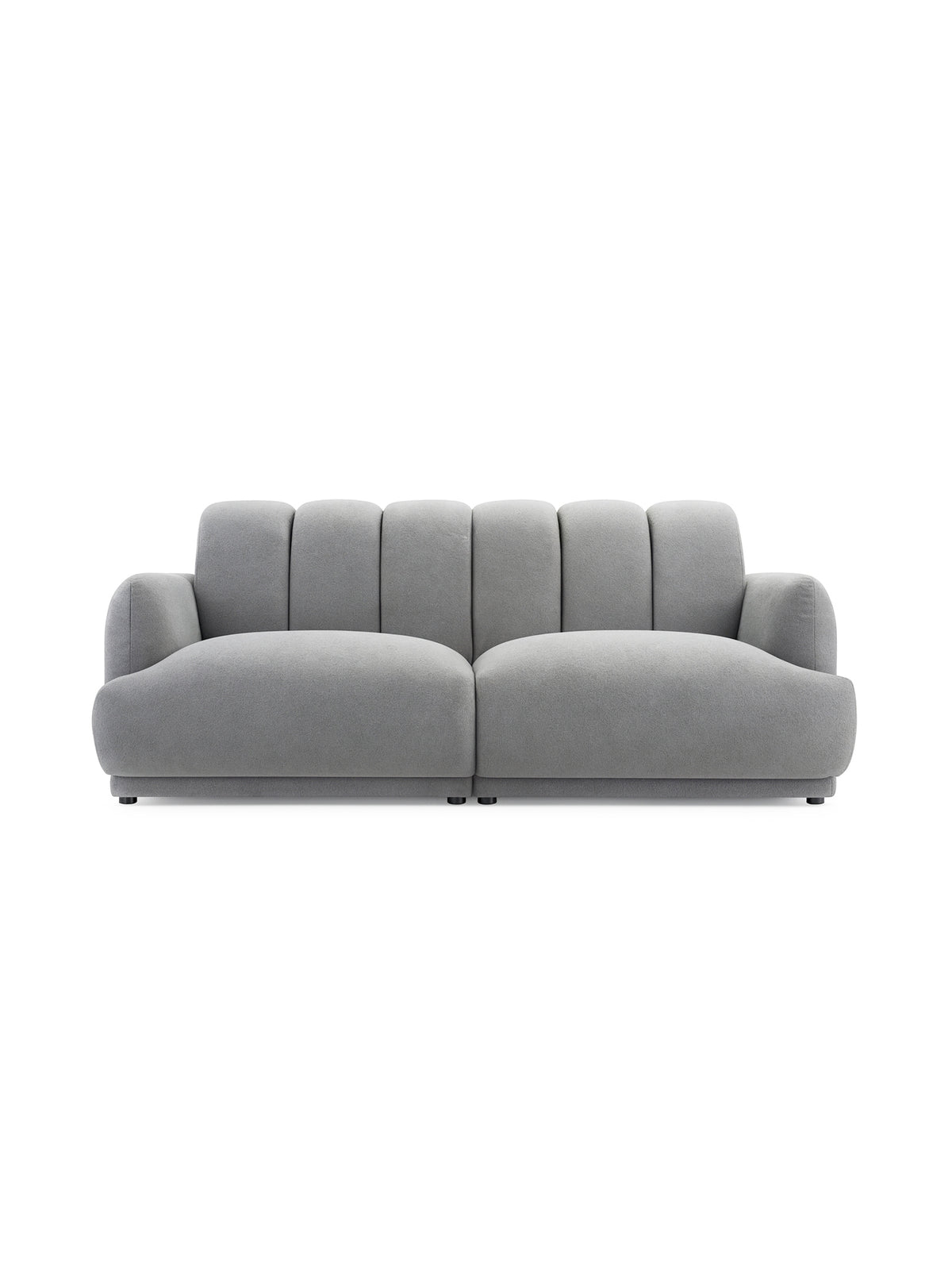 Sofa Melvo do salonu szara boucle Gerra 65, trzyosobowa, bez funkcji rozkładania