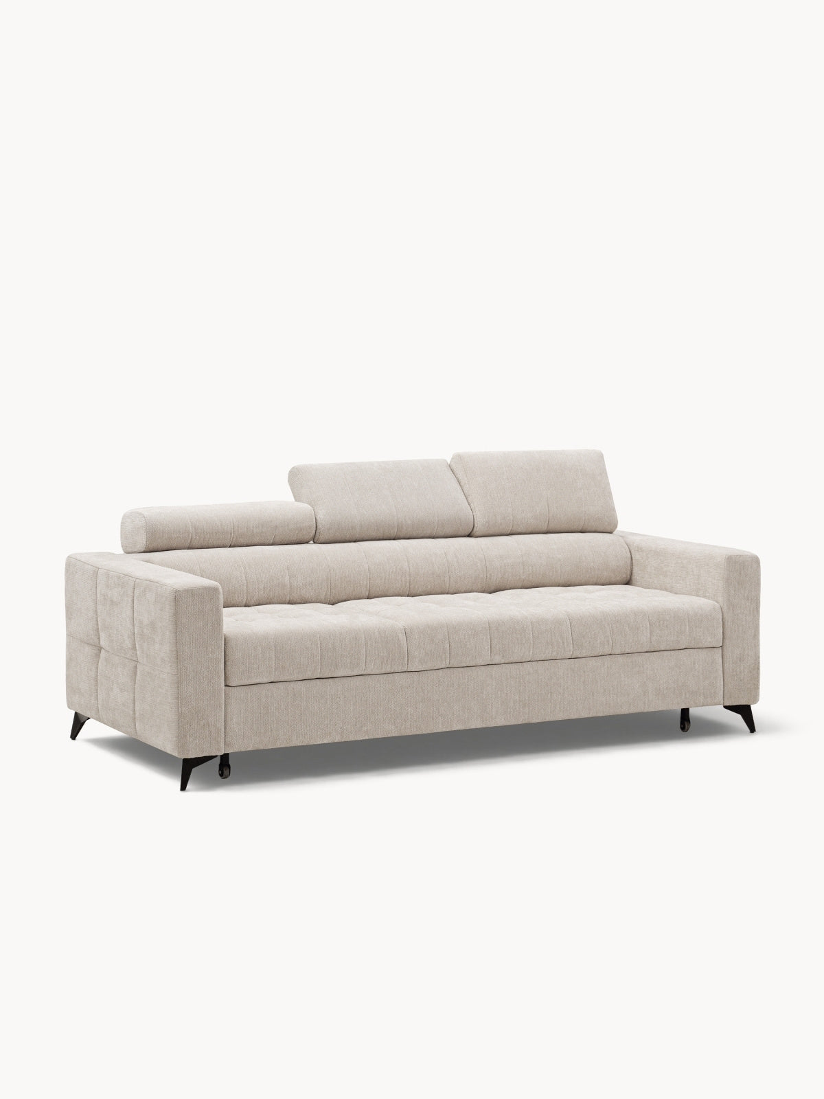Canapea Nardo cu funcție de dormit, material szenil bej deschis Vibe 06, design modern, vedere frontală