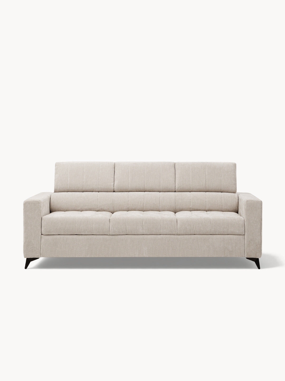 Sofa Nardo z funkcją spania w beżowym kolorze, nowoczesny design z regulowanymi zagłówkami