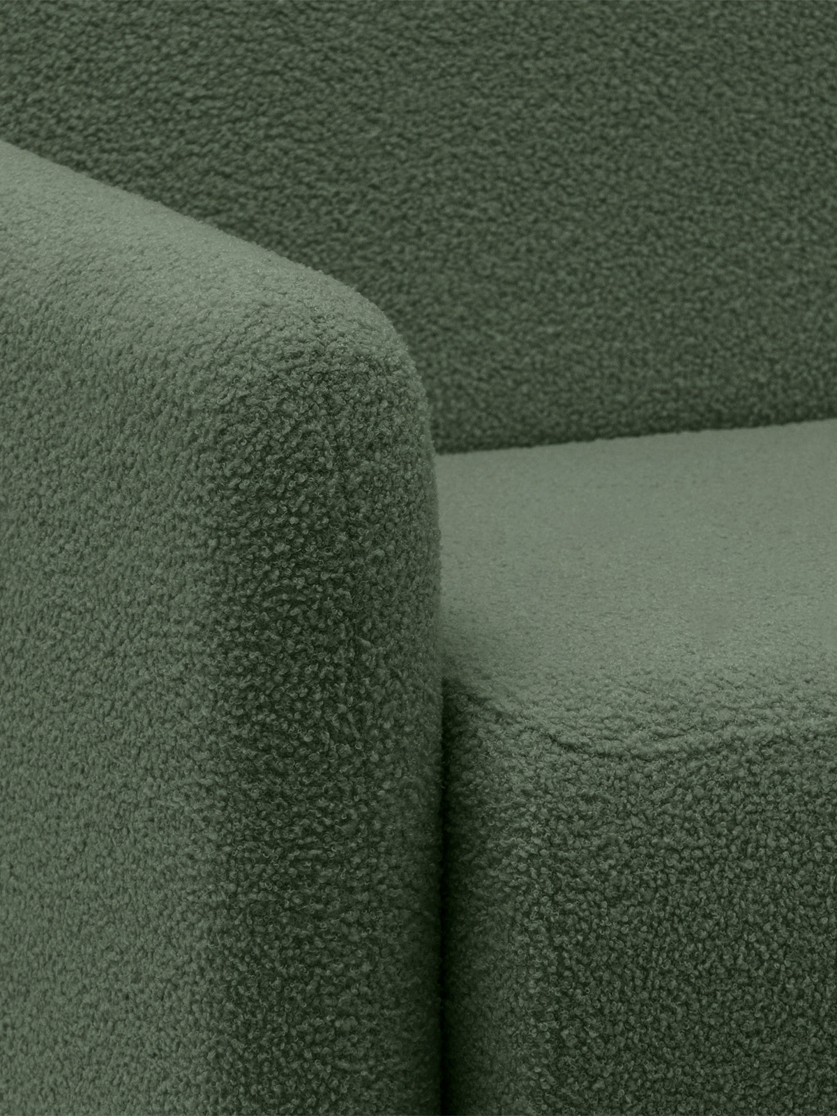 Canapea extensibilă verde Nido boucle Quelle 37, detaliu colț din material boucle