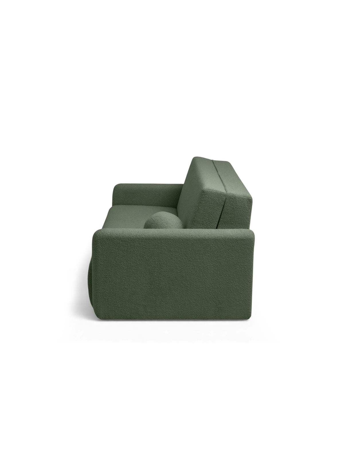 Canapea extensibilă Nido 3 locuri verde boucle vedere laterală