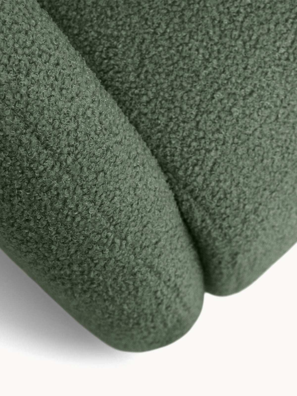 Canapea extensibilă Nubi 120 cm verde din material boucle, detaliu textură