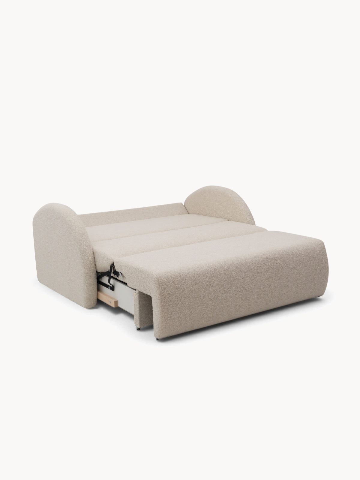 Canapea rozkladana Nubi trei cifre 140 cm cu spațiu de depozitare - clar bej boucle Quelle 03