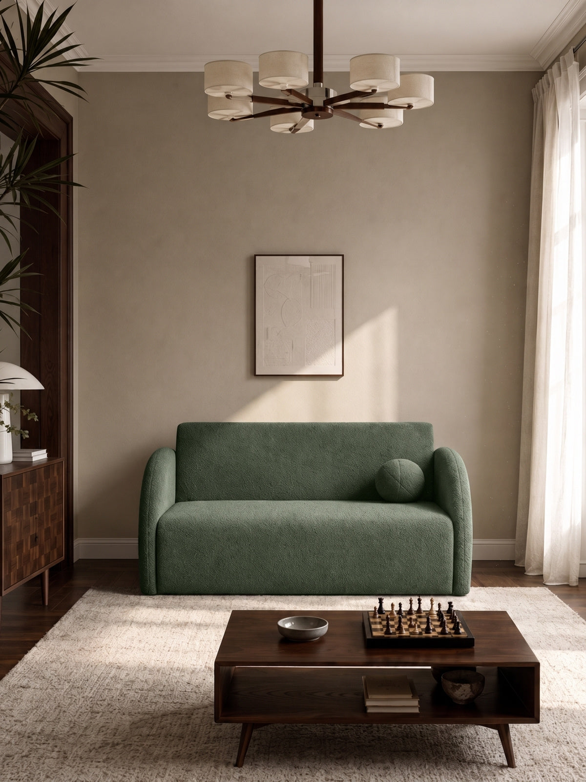 Canapea extensibilă Nubi trei locuri verde boucle cu pernă în interior