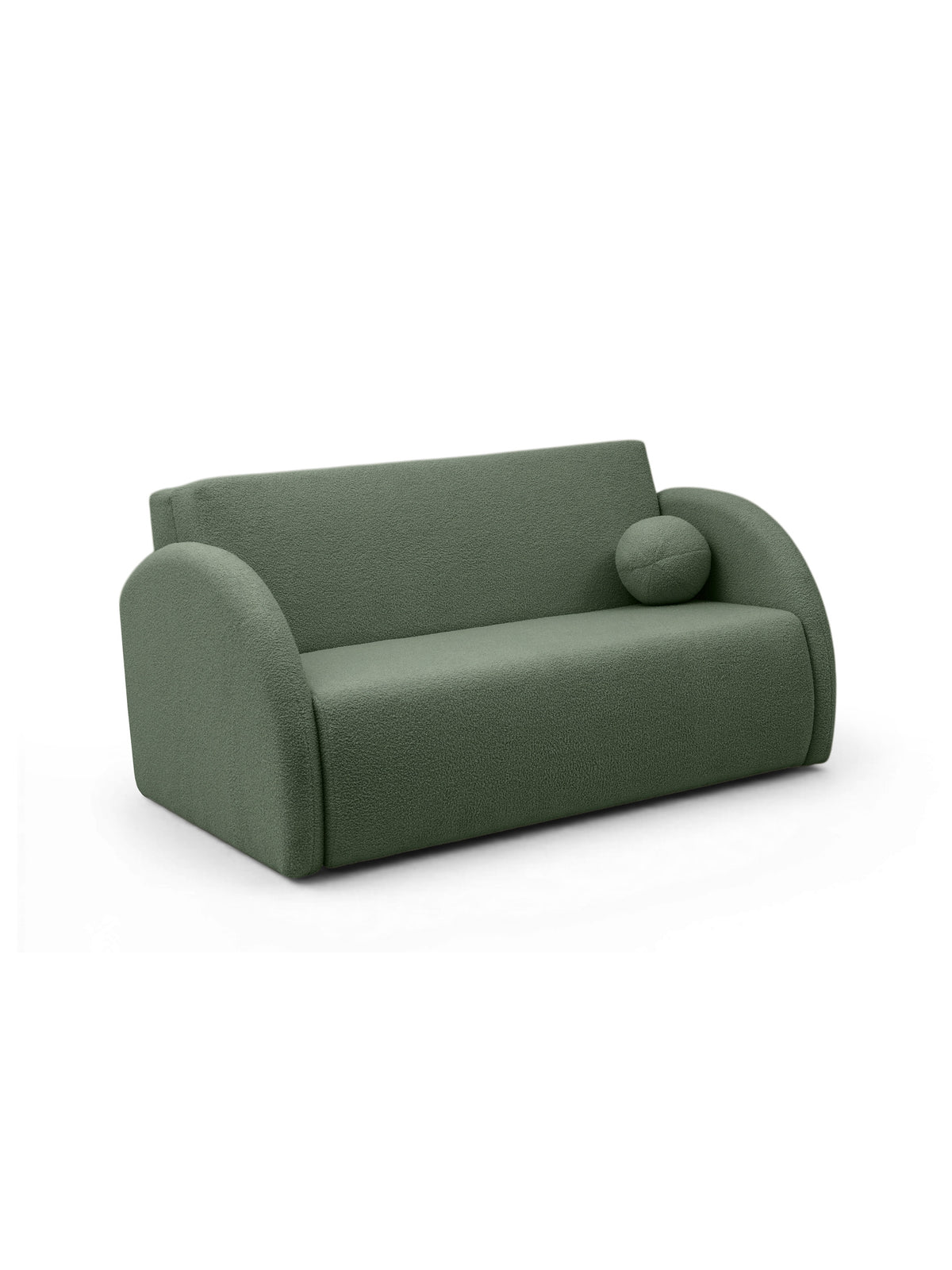Canapea extensibilă Nubi trei locuri 140 cm verde boucle cu pernă, vedere frontală