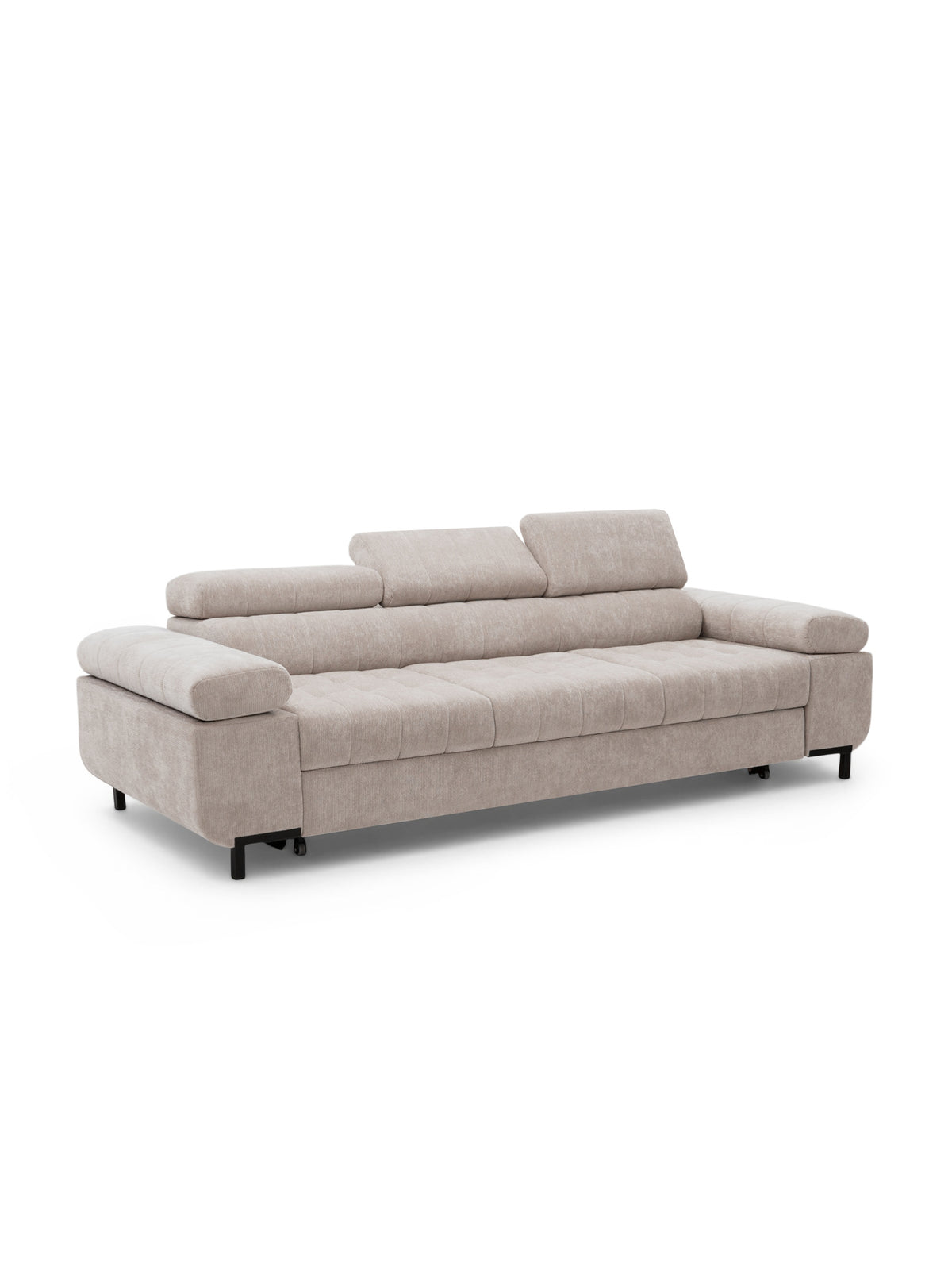 Sofa trzyosobowa Tyrion beżowa z funkcją spania i regulowanymi zagłówkami