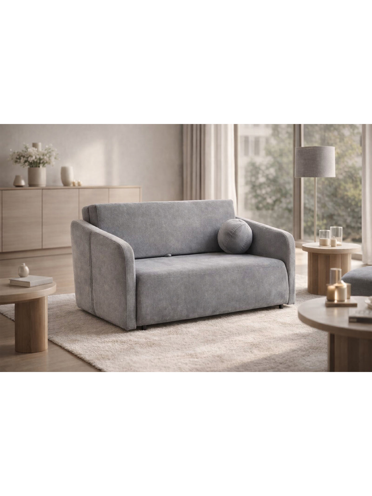 Canapea Zeldia 105 gri din șenil hidrofob Spring 1102 cu funcție de dormit