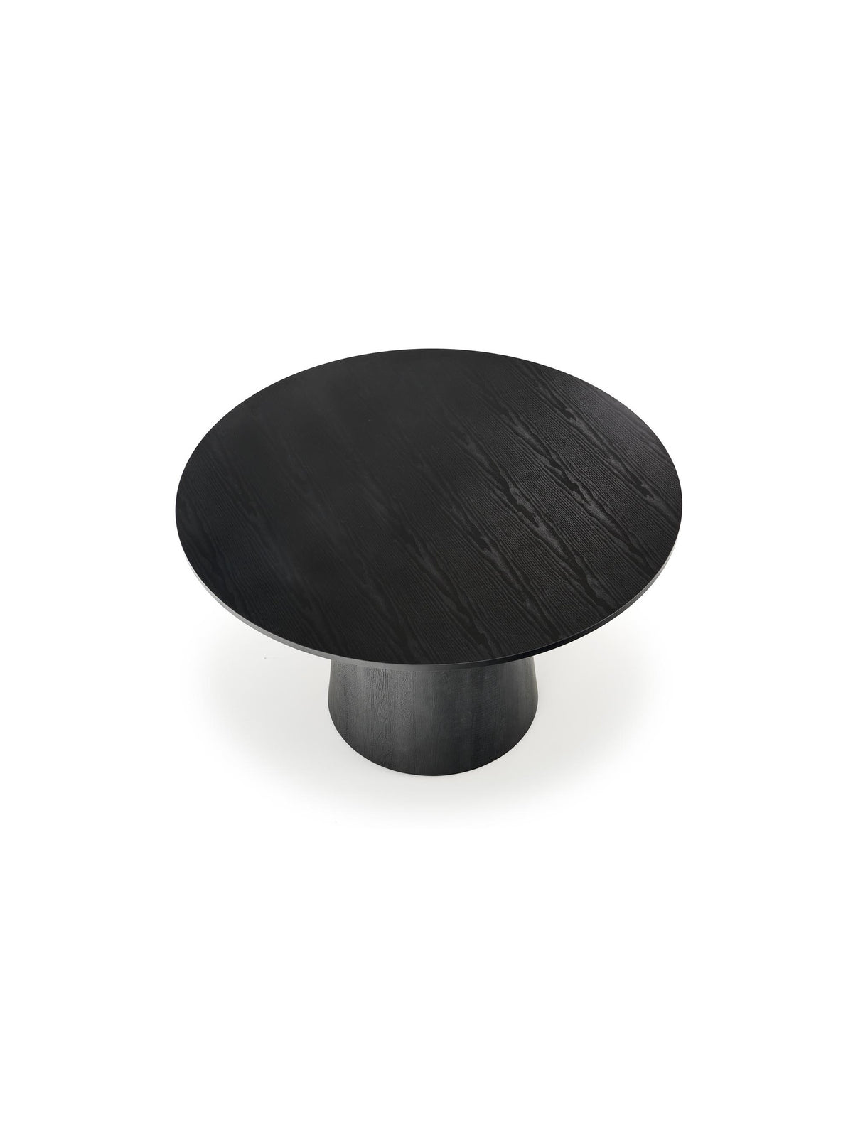 Masă rotundă Ventoza neagră 120 cm cu picior conic, vedere de sus