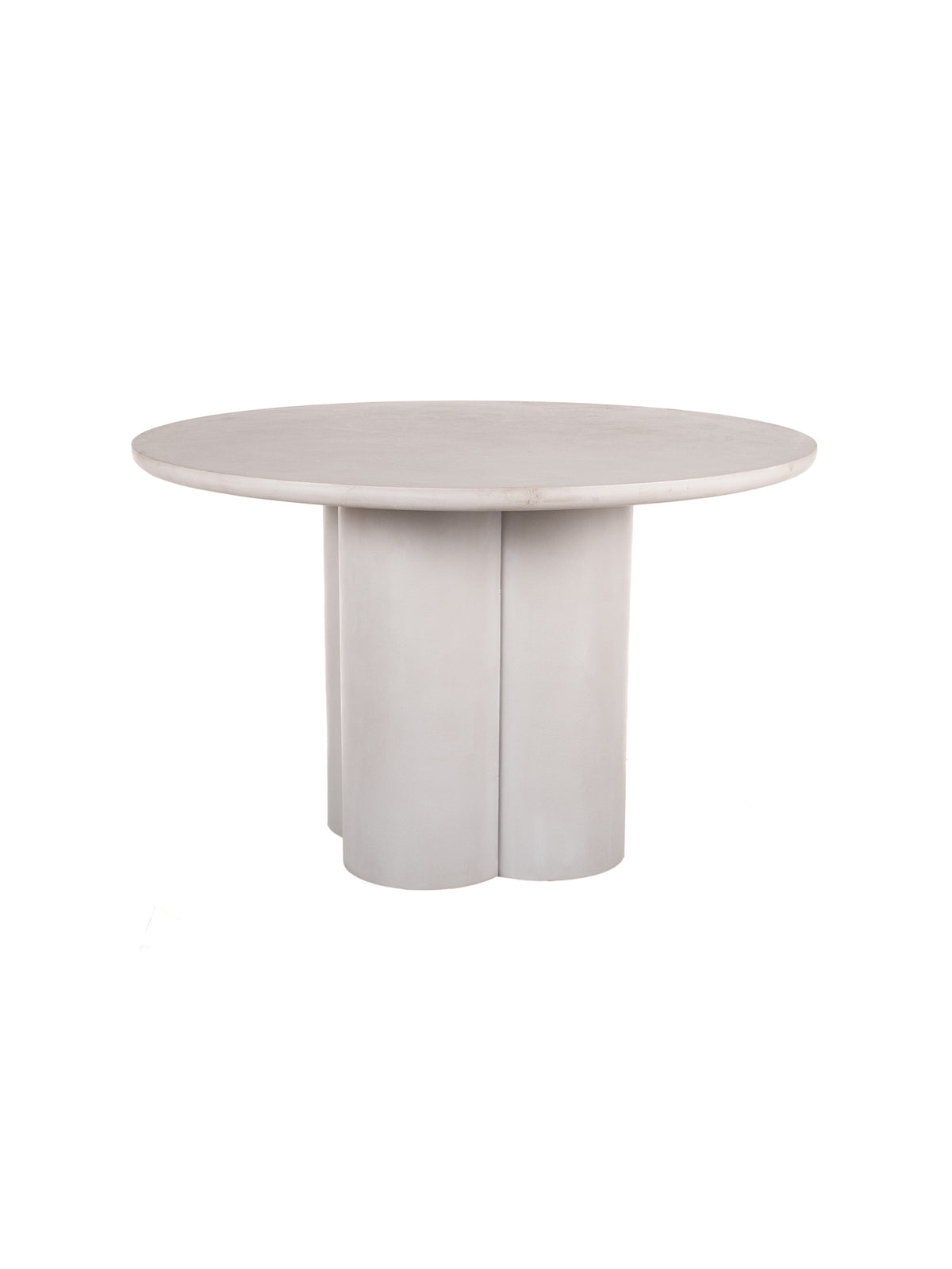 Masă rotundă Cylindus 120 cm gri deschis cu blat gros și bază masivă