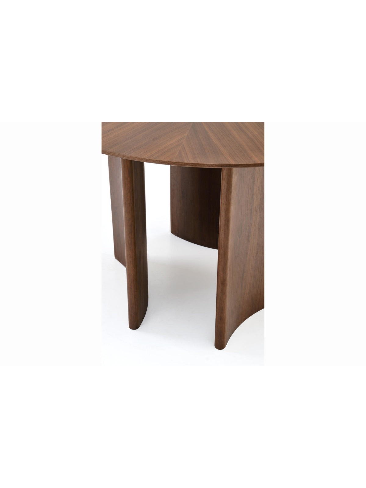 Masă rotundă Merulio 120 cm nuc cu picioare MDF vizibile