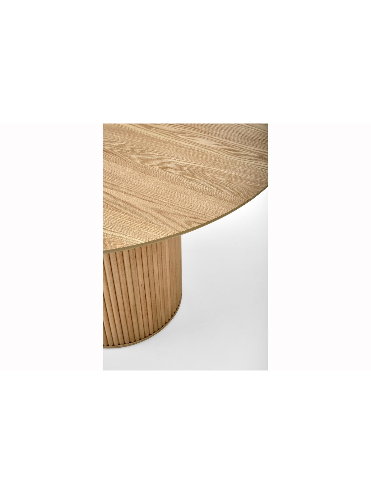 Masă rotundă Rodlin 120 cm stejar natural detaliu picior din lemn masiv