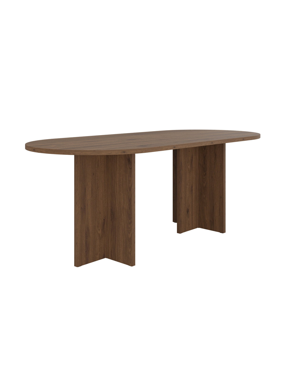 Masă ovală Aurelium 204x90 cm culoare nuc, blat și picioare laminate de 28 mm