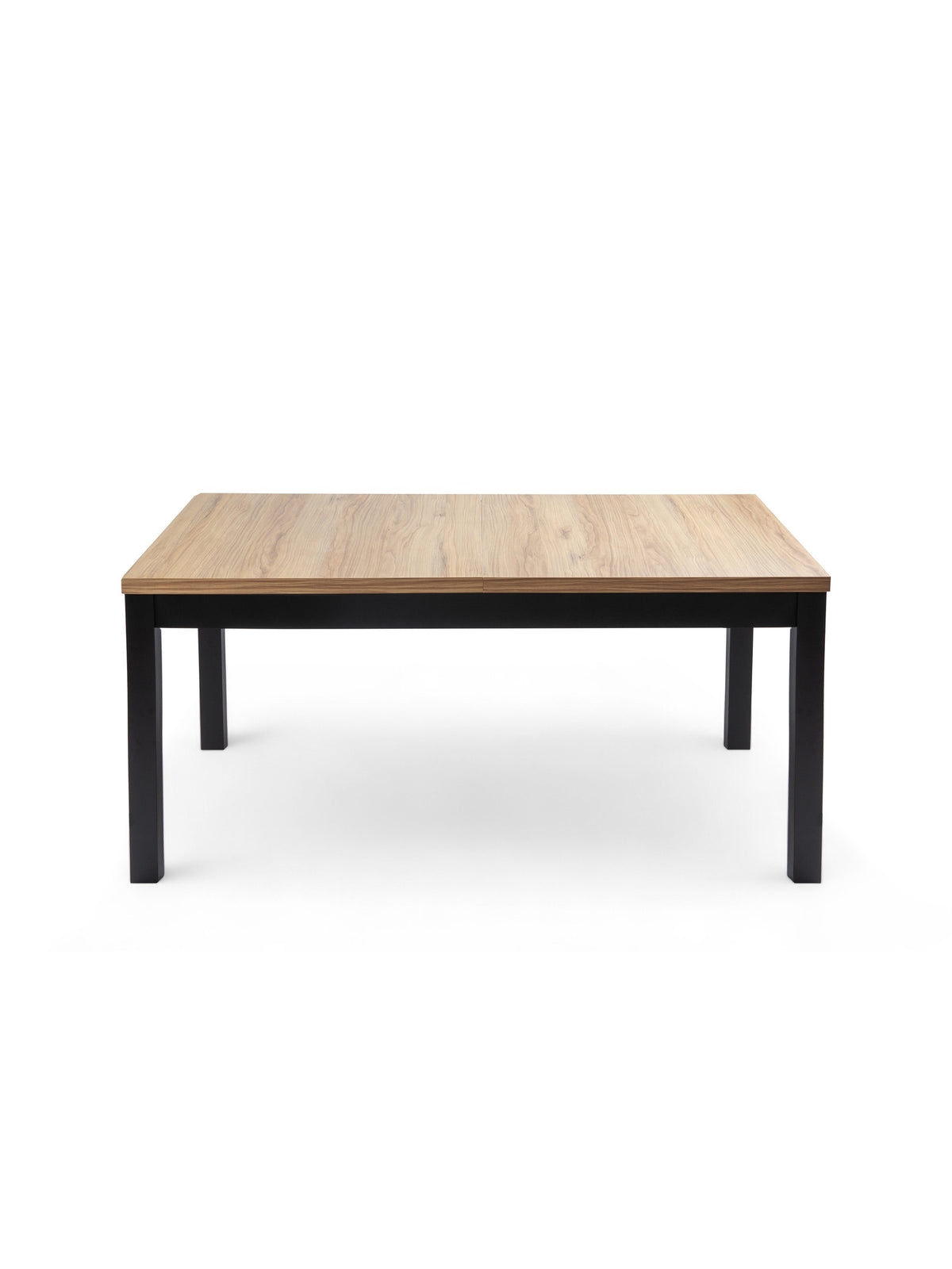 Masă extensibilă Werona 160-200x90 cm cu blat stejar antic și picioare negre, vedere frontală