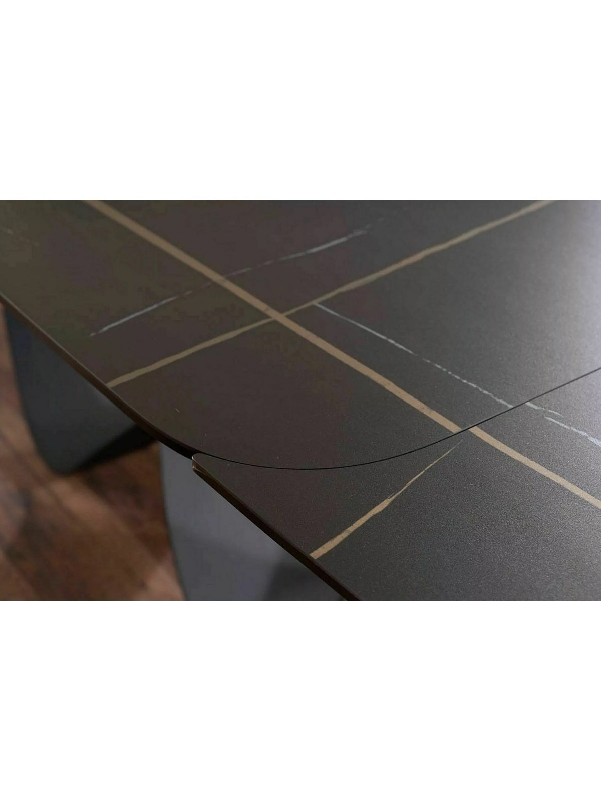 Stol rozkladany Elunari 160-240x90 cm - marmură azario black / negru mat