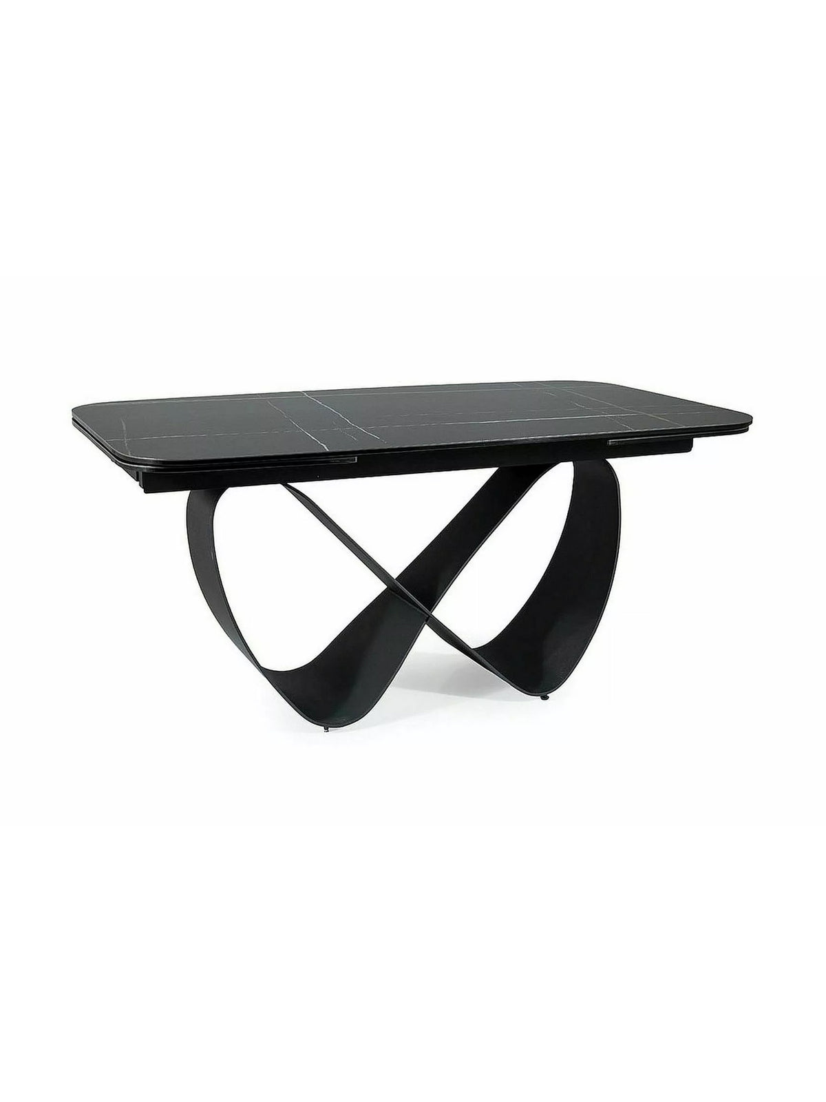 Stol rozkladany Elunari 160-240x90 cm - marmură azario black / negru mat