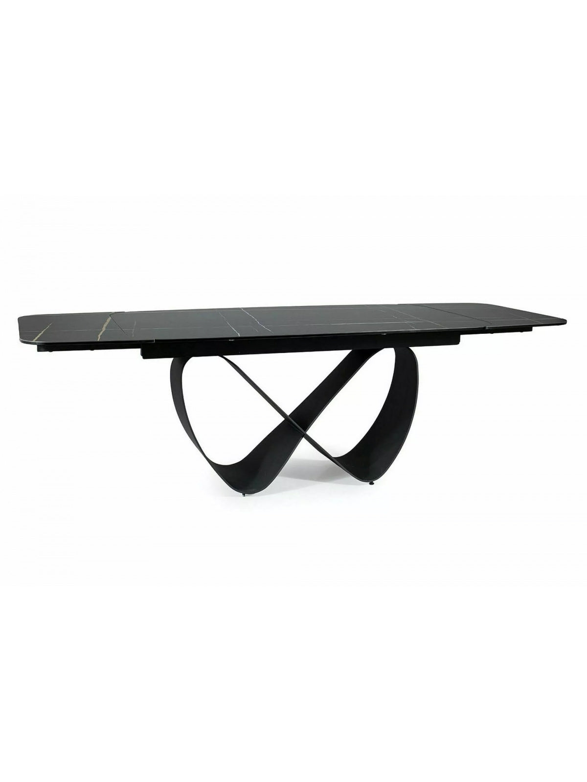 Stol rozkladany Elunari 160-240x90 cm - marmură azario black / negru mat