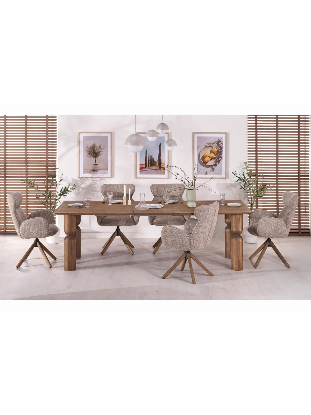Masă extensibilă Lavenor 200-300x101 cm nuc deschis, blat dreptunghiular, picioare din lemn