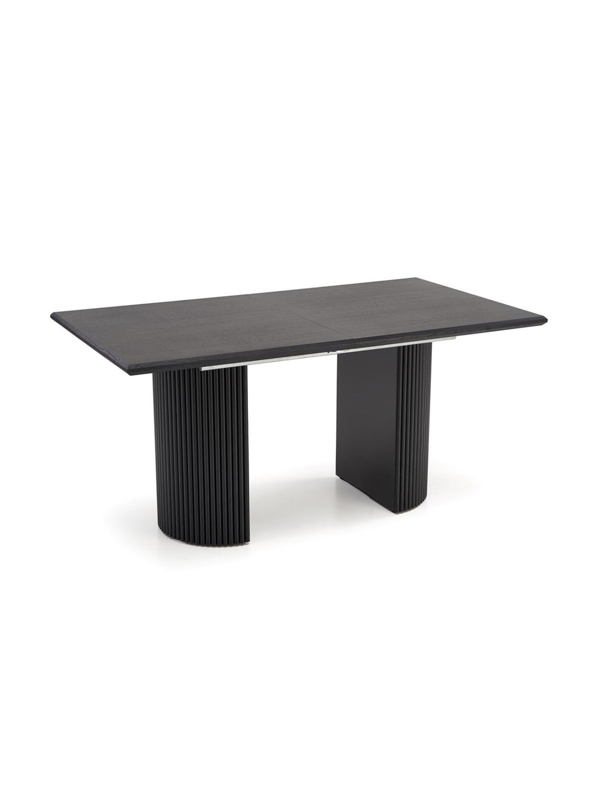 Masă extensibilă Lorero 160-250x90 cm neagră cu blat mat și picioare din oțel