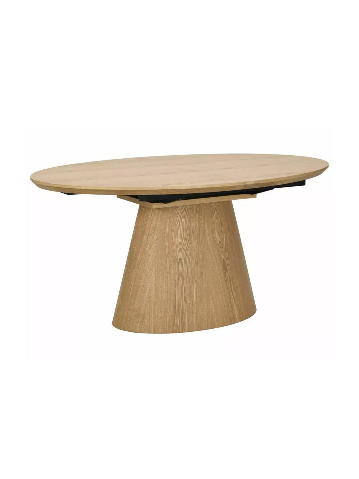 Masă extensibilă ovală Lurta cu blat ceramic stejar natural, vedere de sus