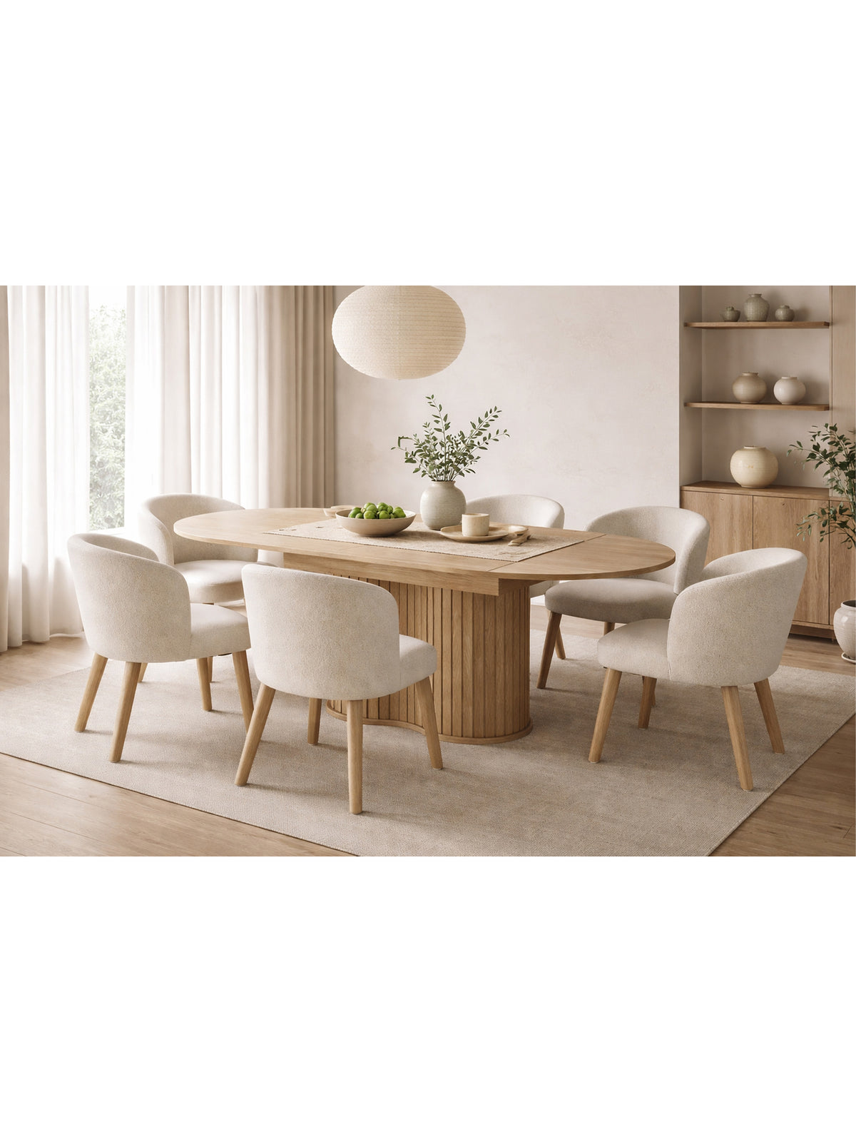 Masă extensibilă Luvio 180-220x90 cm culoare stejar cremona, blat cu nervuri, vedere a mesei întregi