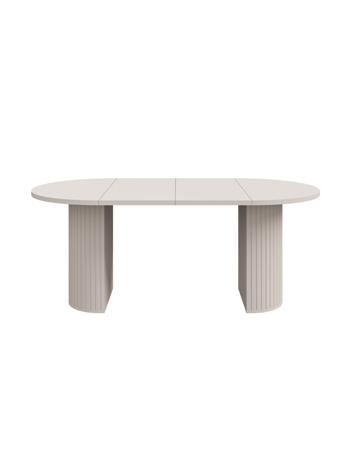 Masă rotundă extensibilă Lento 100 cm bej nisip, cu bază striată, vedere frontală