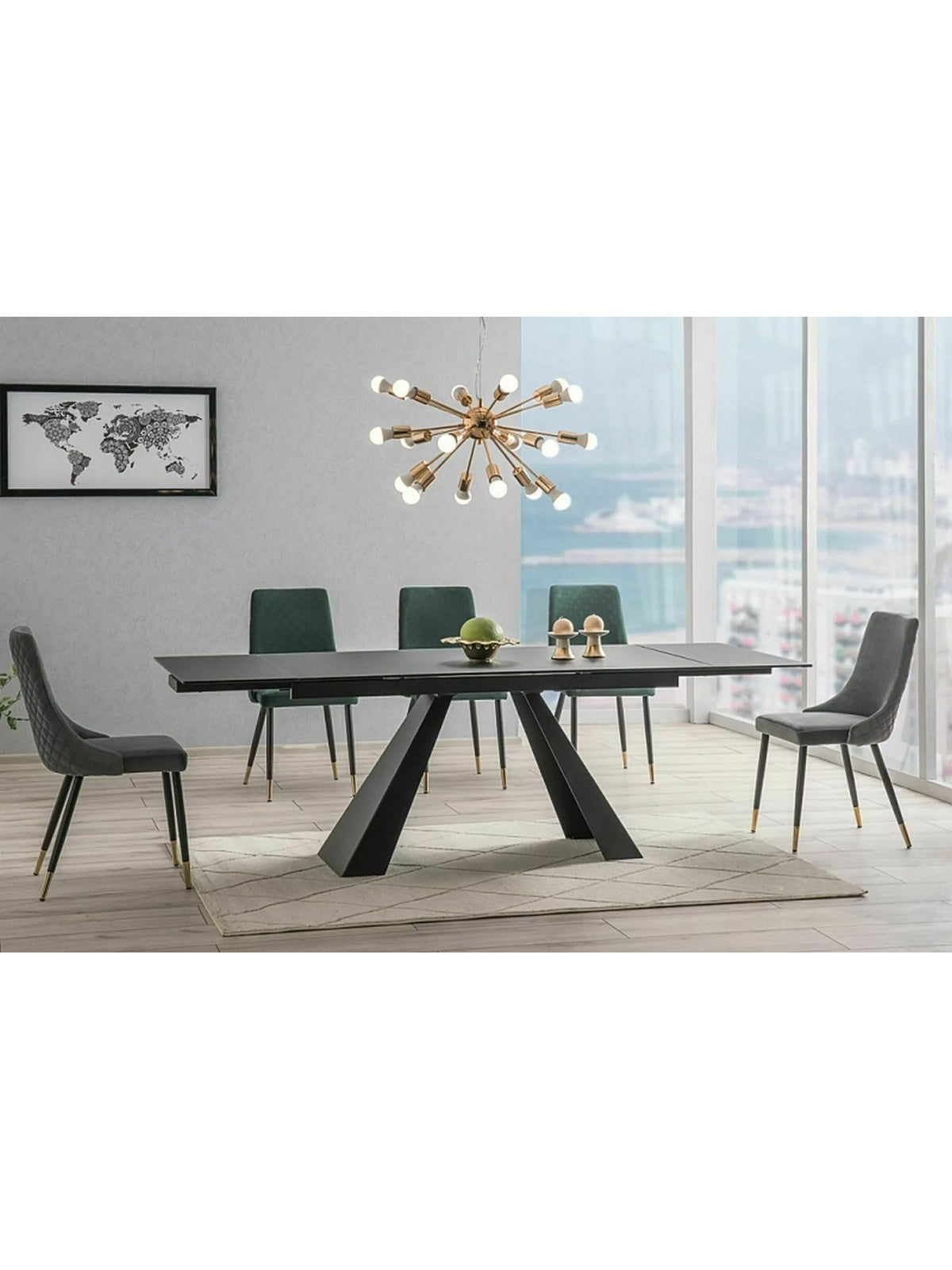 Stół rozkładany Zanivo czarny mat 160-240x90 cm z metalowymi nogami i szklanym blatem