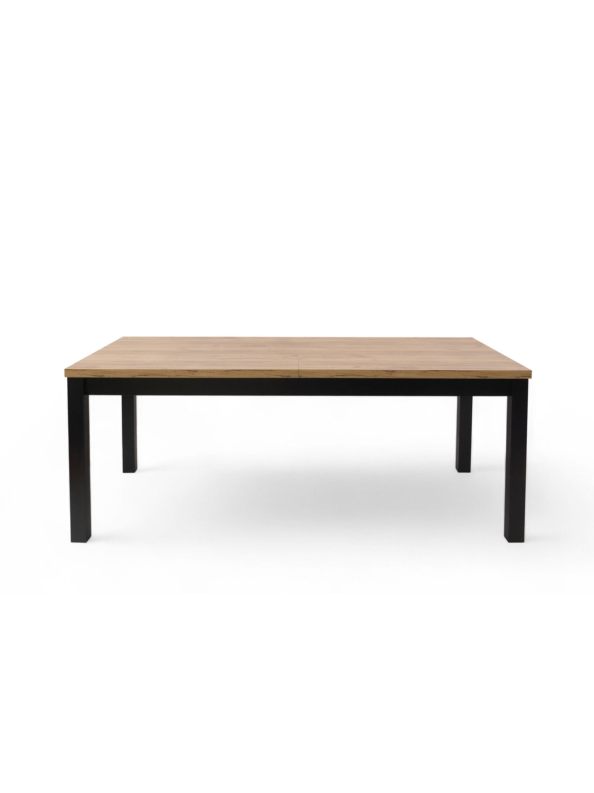Masă extensibilă Werona 160-240x90 cm cu blat stejar craft și picioare negre vedere frontală