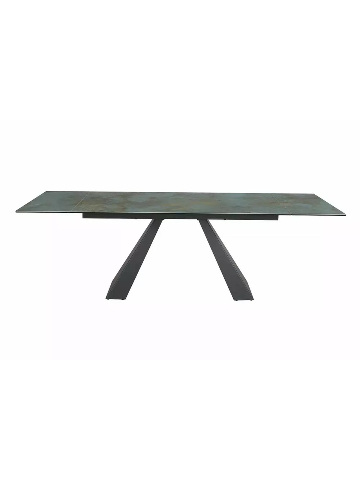 Masă extensibilă Zanivo 160-240x90 cm cu blat ceramic turcoaz marmură și picioare metalice negre