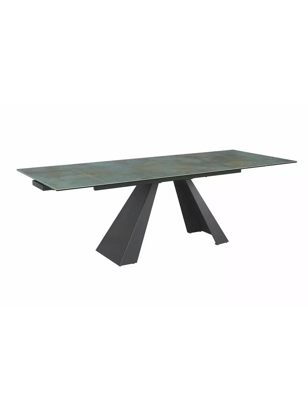 Masă extensibilă Zanivo 160-240x90 cm cu blat ceramic turcoaz și picioare metalice negre