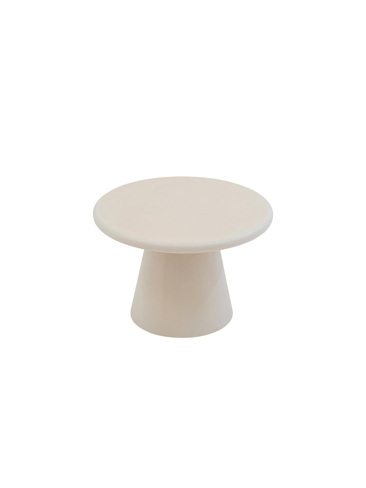 Masă de cafea rotundă Clav 60 cm bej din microciment, vedere de sus