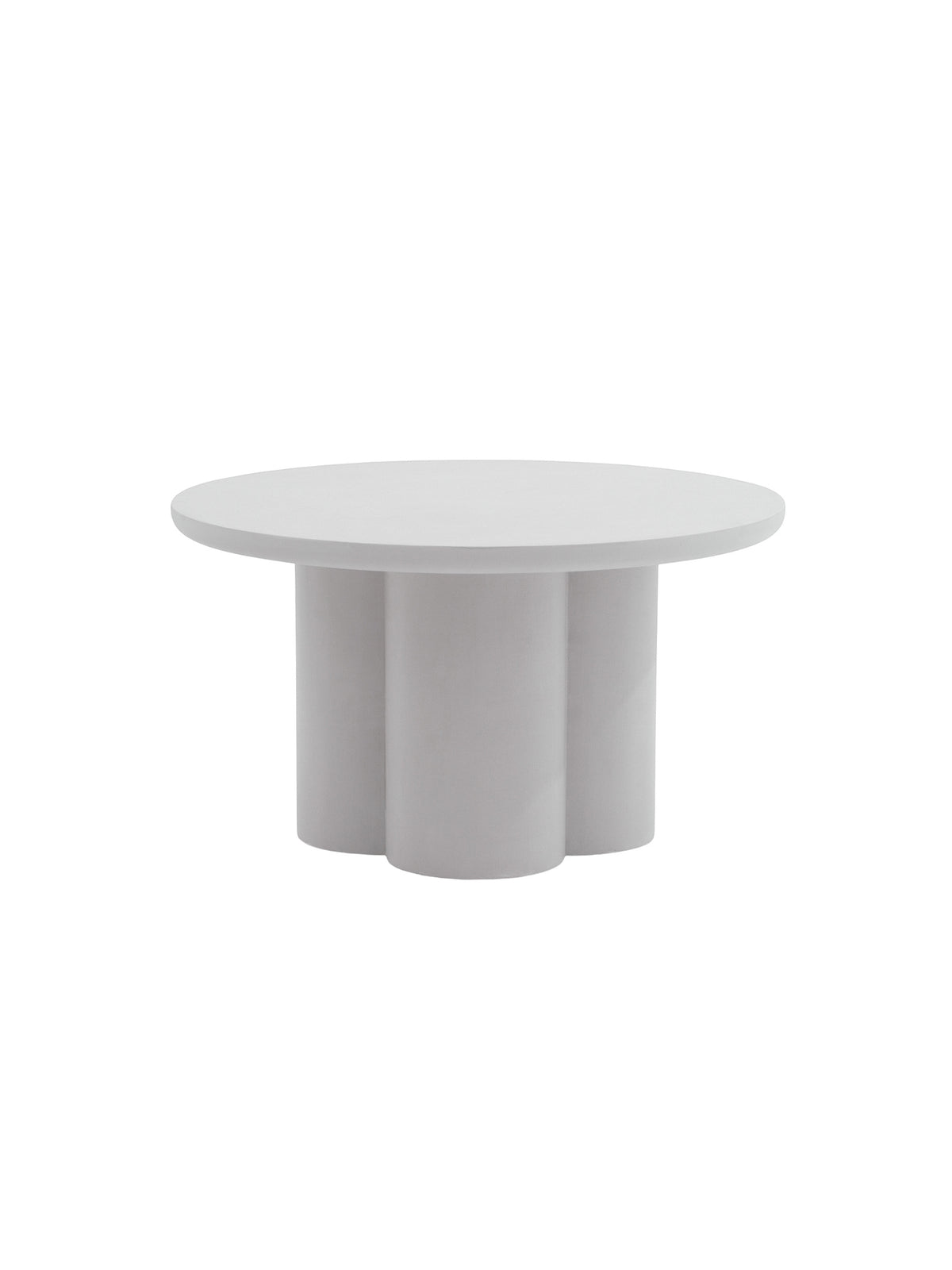 Masă de cafea rotundă Cylindus 80 cm, blat și picioare gri deschis, vedere frontală