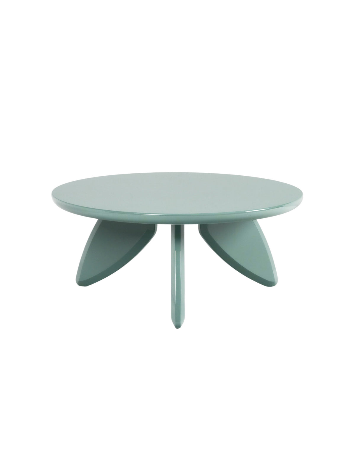 Măsuță de cafea rotundă Lumis 80 cm verde măsliniu cu picioare MDF lucioase