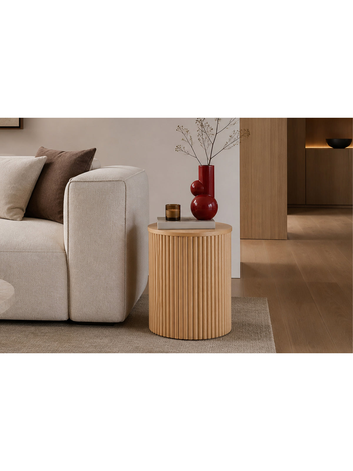 Masă de cafea rotundă Tamis 40 cm din lemn natural în stil scandinav