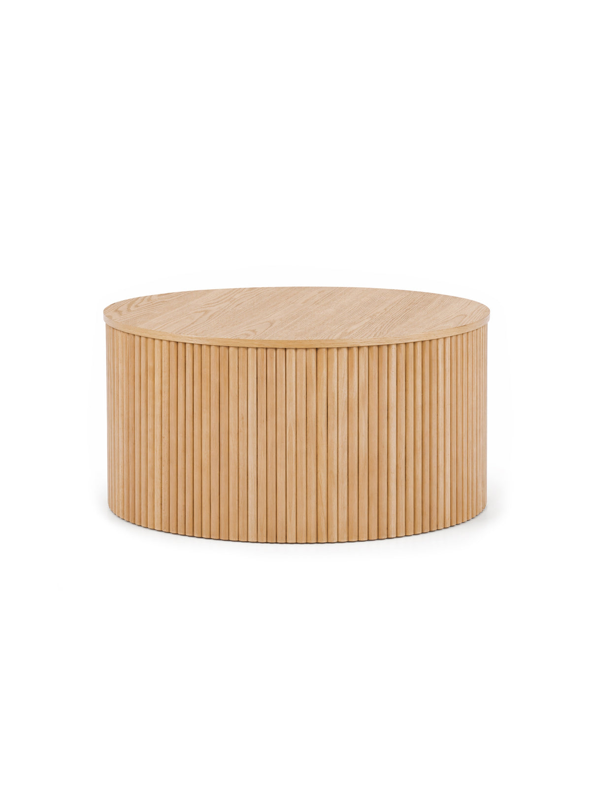 Masă de cafea rotundă Tamis 80 cm din lemn deschis natural, vedere frontală
