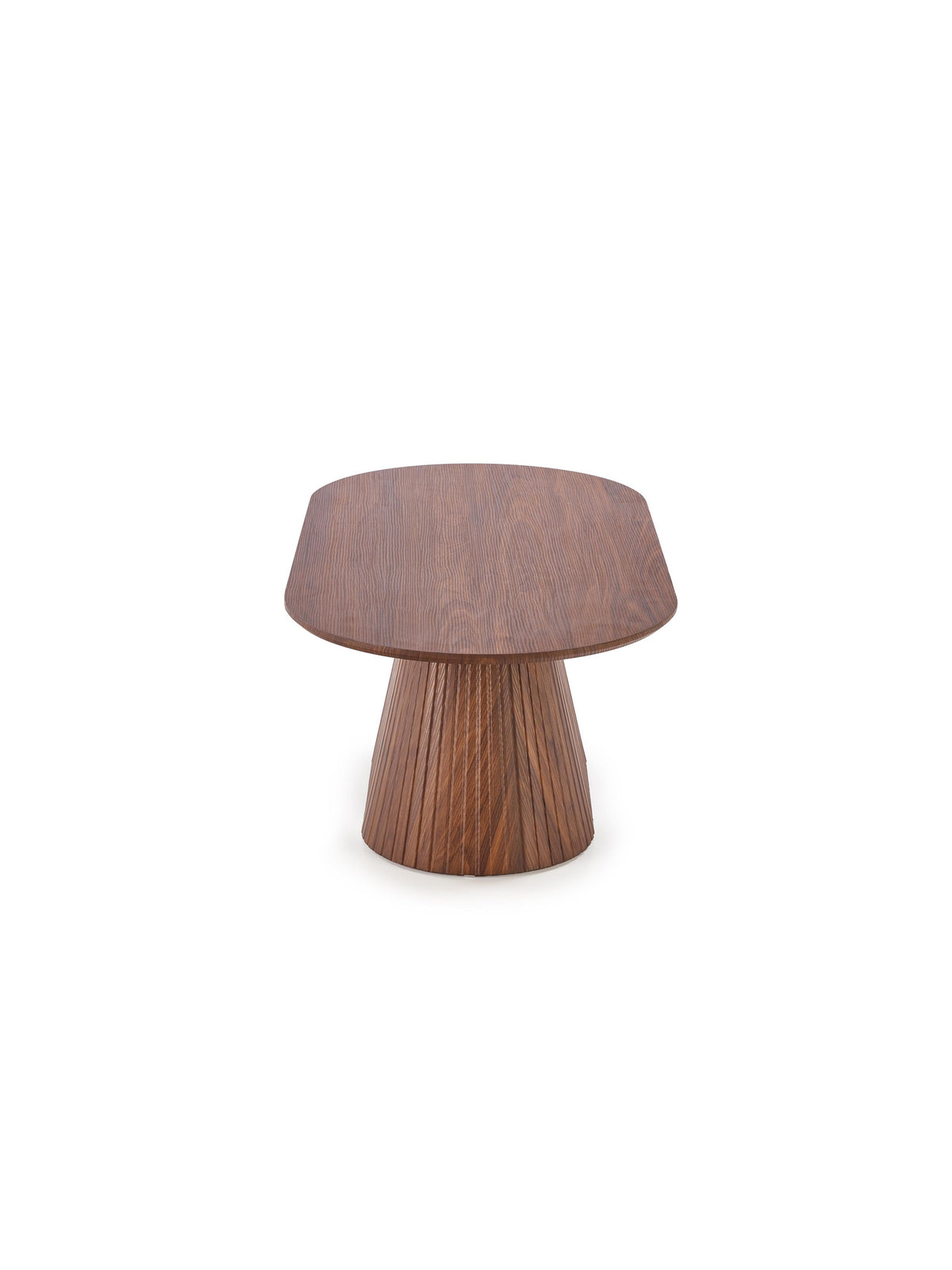 Masă de cafea ovală Stellis 120 cm culoare nuc, blat mat, lemn închis la culoare