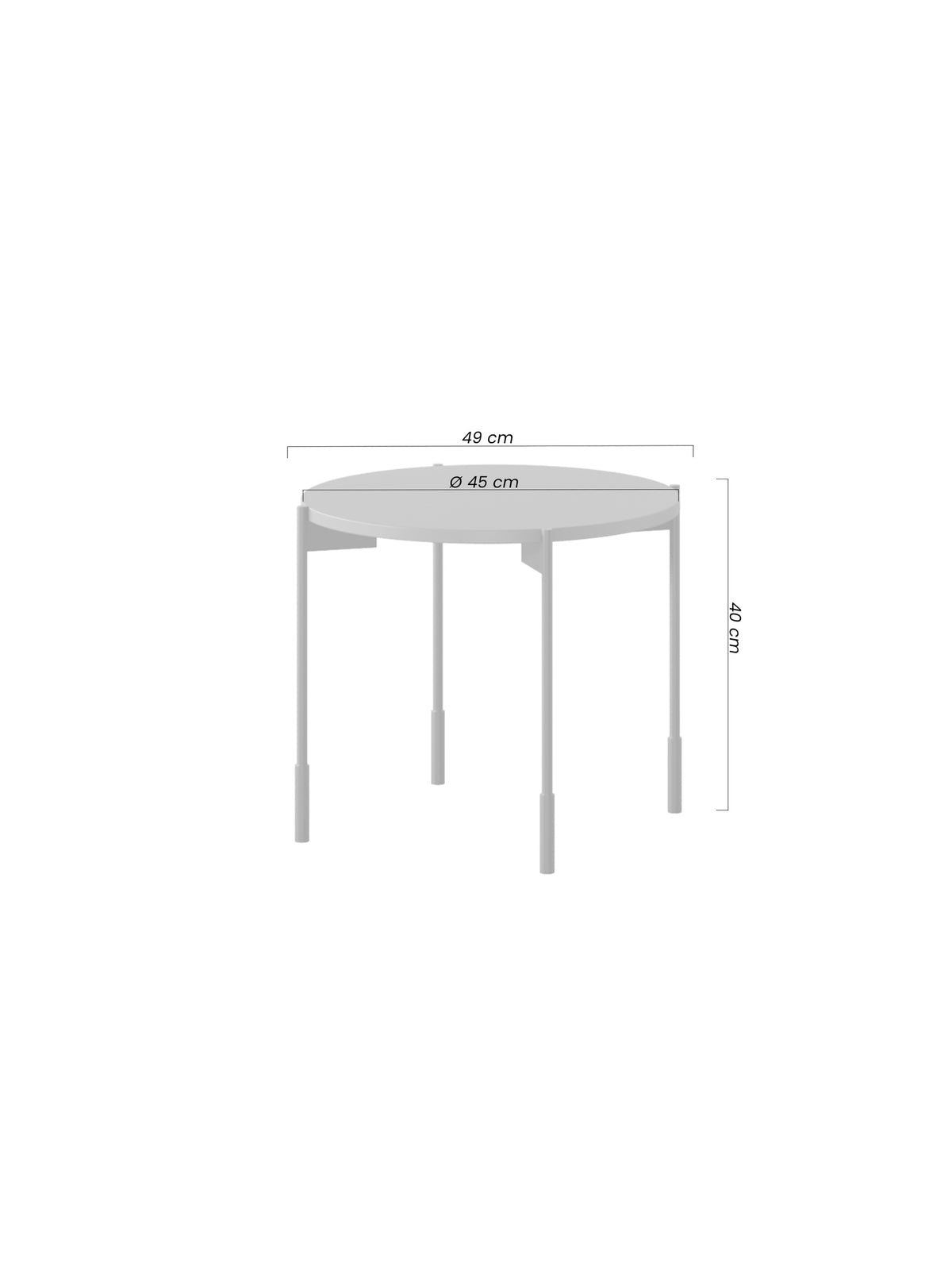 Masă de cafea rotundă Sonatia 45 cm blat kasmir picioare metalice negre
