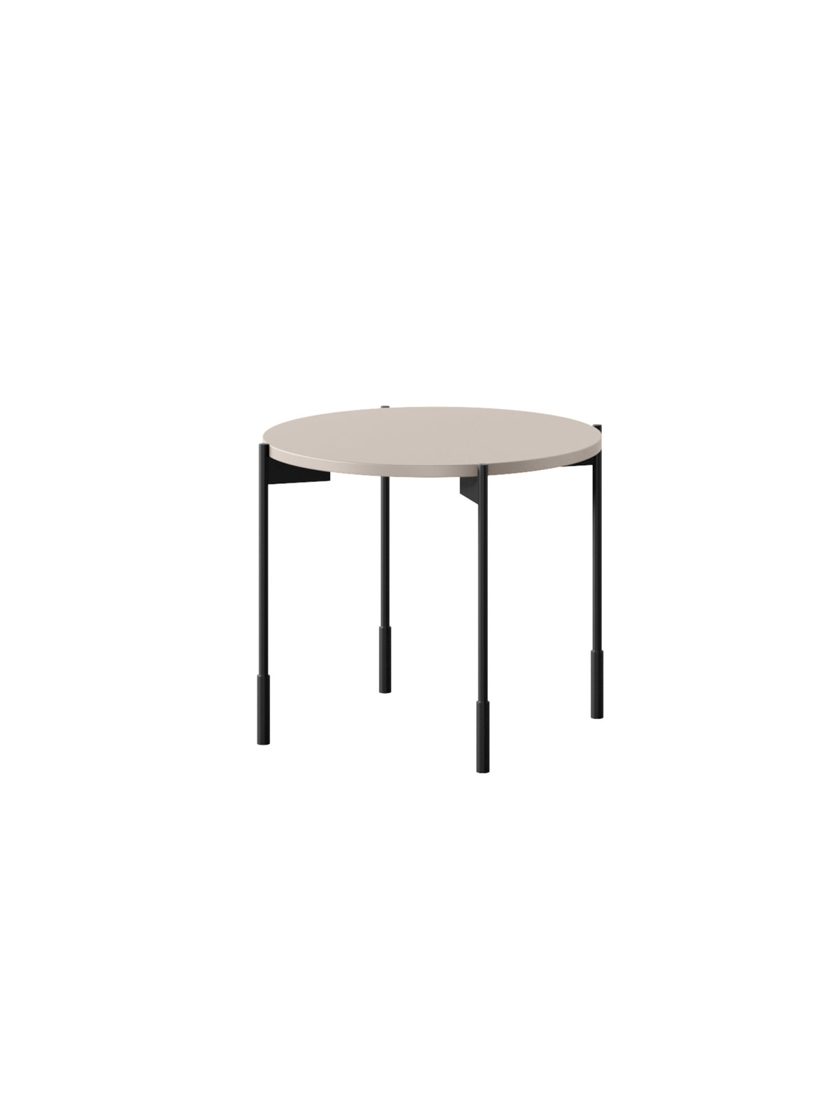 Masa de cafea rotundă Sonatia 45 cm cu blat bej mat și picioare negre metalice