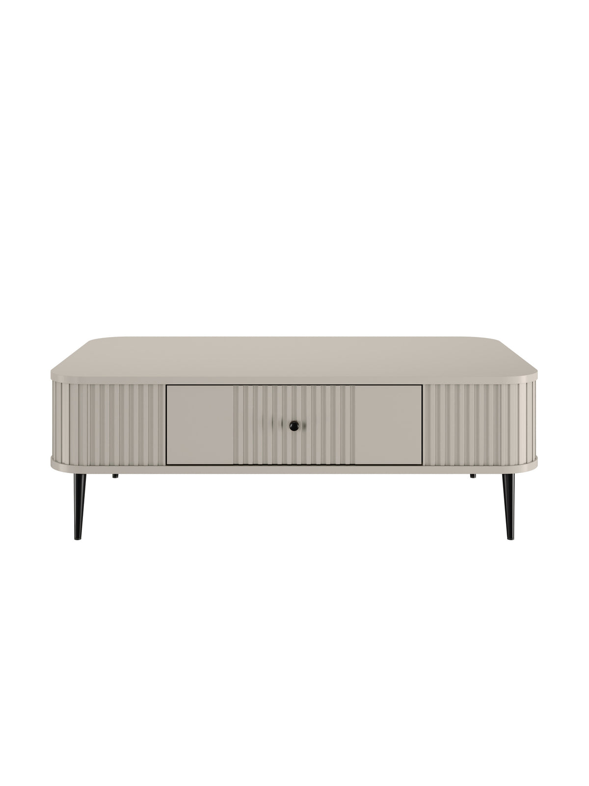 Masă de cafea Vesper 103x60 cm cu sertar, culoare cașmir și picioare negre, vedere frontală