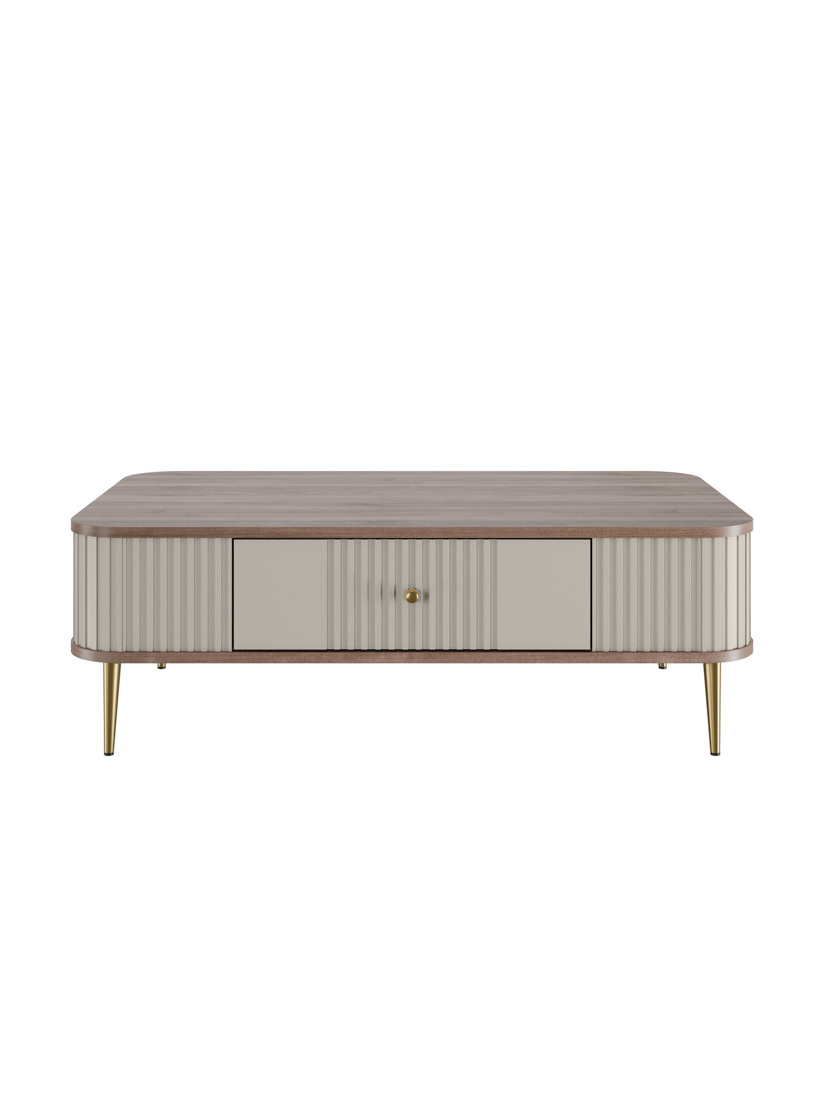 Masă de cafea Vesper 103x60 cm cu sertar kasmir/nuc și picioare aurii