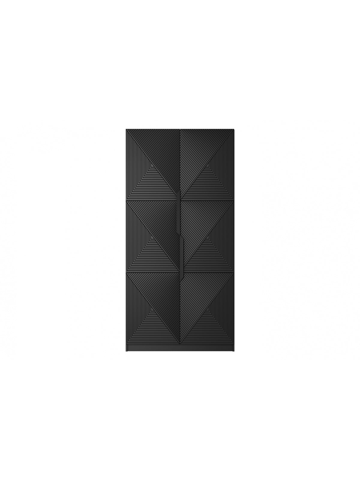 dulap Asha 100 cm z ryflowanym frontem i metalowymi uchwytami - negru mat / negru Mânere